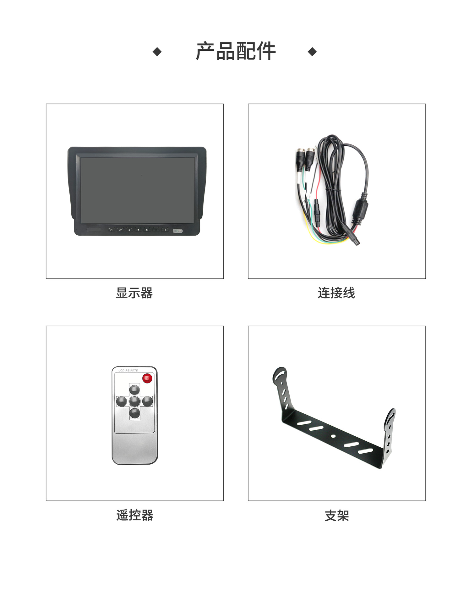 Car 10.1inch Display Screens Ahd Passenger Car and Truck Rear View Reversing High-Definition Four-Split Monitoring Blind Spot Image Screen