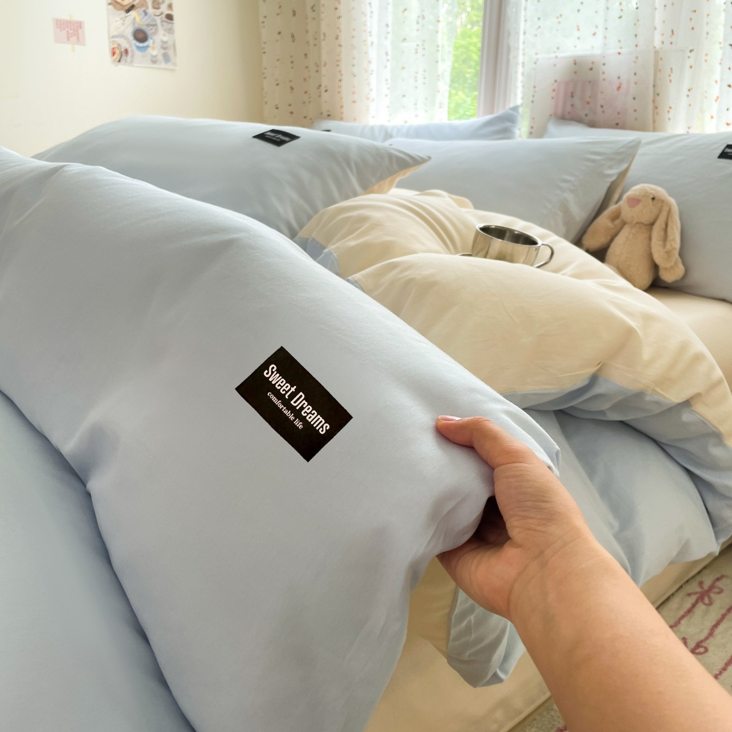 100% cubierta de algodón cubierta de edredón de algodón 150 * 200cm dormitorio de estudiantes cubierta de edredón de una sola persona cuatro estaciones universal