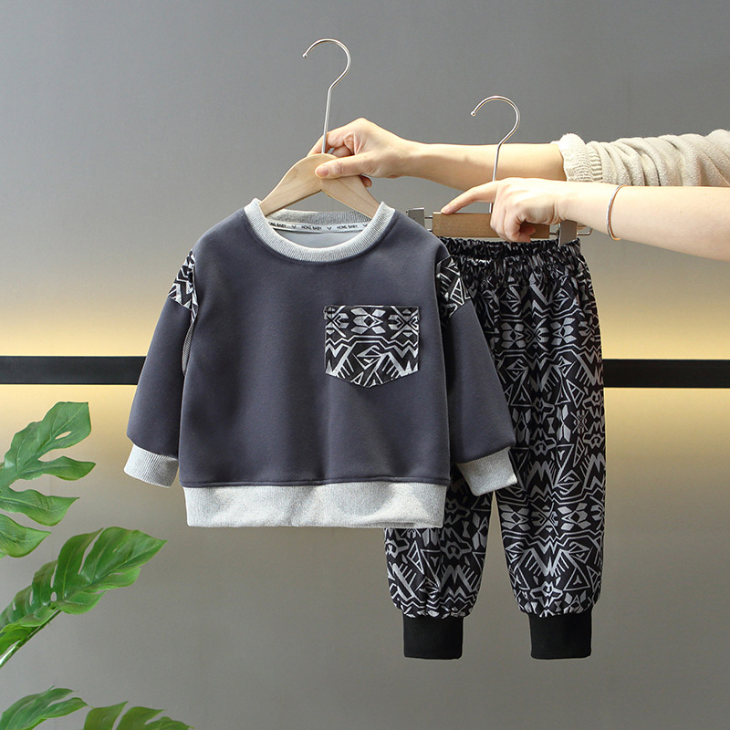 7715 ropa para niños traje de primavera para niños 2025 nuevo suéter para niños de dos piezas ropa de primavera y otoño de moda para bebés