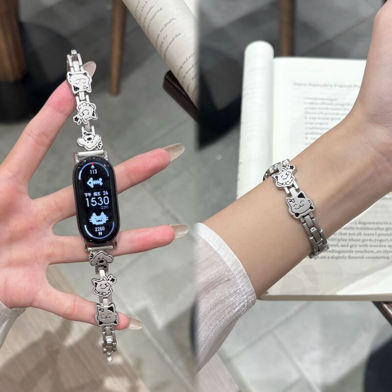 Metal cat and puppy strap suitable for Apple iwatch109, women's fit4pro/3, new Xiaomi 8/9pro trendy Metal cat and puppy strap suitable for Apple iwatch109, women's fit4pro/3, new Xiaomi 8/9pro trendy