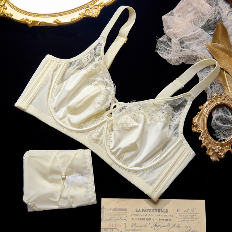 6631 encaje de pestañas de satén de alta gama sexy pecho grande CD taza ropa interior mujer ultrafino cómodo sujetador ajustable verano