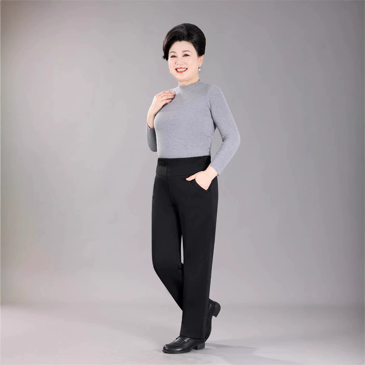 Прямые брюки с высокой талией для мам среднего и пожилого возраста, плюс бархатные брюки, свободные, прямая доставка с фабрики