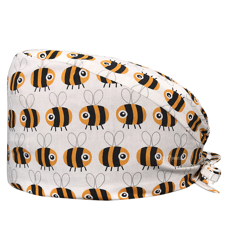 El algodón puro de las mujeres impresas europeas y americanas del sombrero de la enfermera de ICU con la toalla del sudor gorra quirúrgica del comercio exterior tapa de la cabeza del bolso entrega transfronteriza