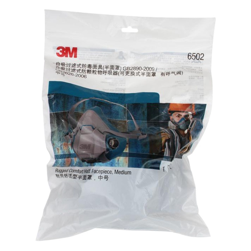 3M6502 máscara de gas de silicona de protección laboral media máscara con 6000 Series caja de filtro de veneno