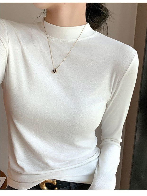 Cotton long-sleeve, body-friendly demi-season T-shirt, solid thermal underwear, high collar, western style