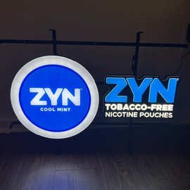 zyn厂家生产户外门店招牌亚克力广告招牌zyn造型led霓虹灯