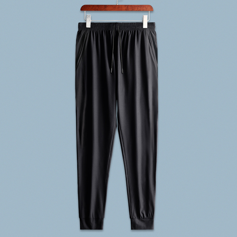 Pantalones deportivos, pantalones de hielo para hombres, delgados de verano, pantalones de entrenamiento de baloncesto, pantalones de entrenamiento relajados de nueve puntos