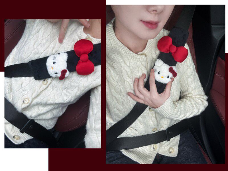 Creative Car Accessories, Cute Cat Bowknot Car Seatbelt Shoulder Pads, Anti-Strangling and Anti-Wear Decorative Car Gadgets, New Car Gift