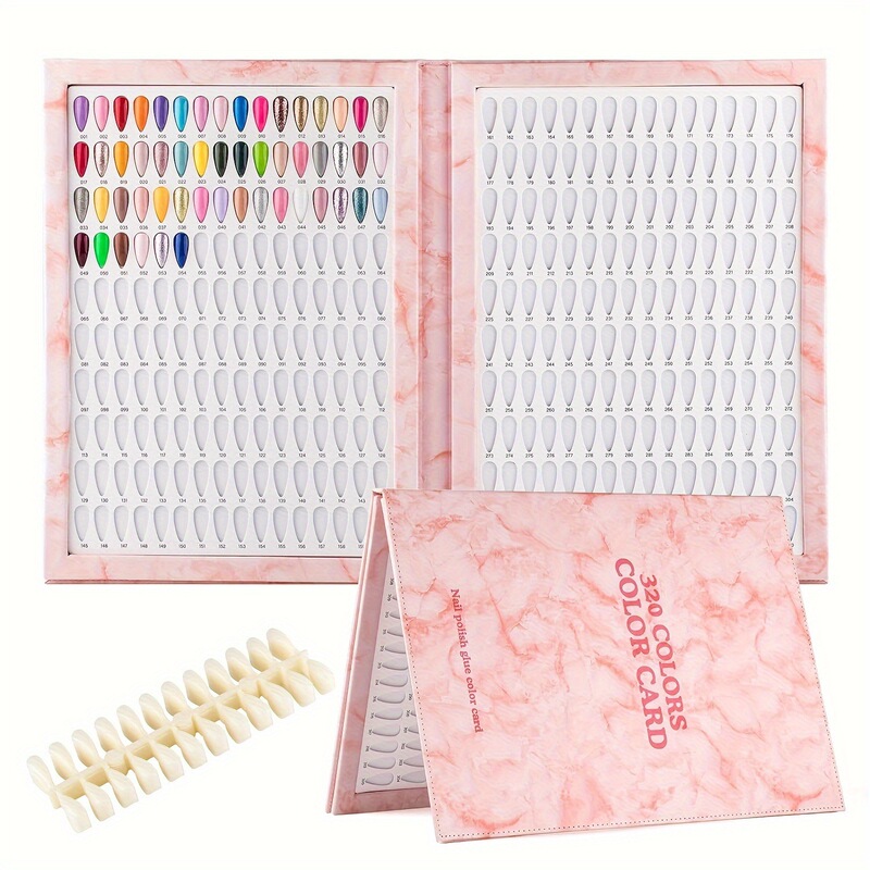Nail art studio set 320 color nail color chart nail polish display book with 480 false nail tips