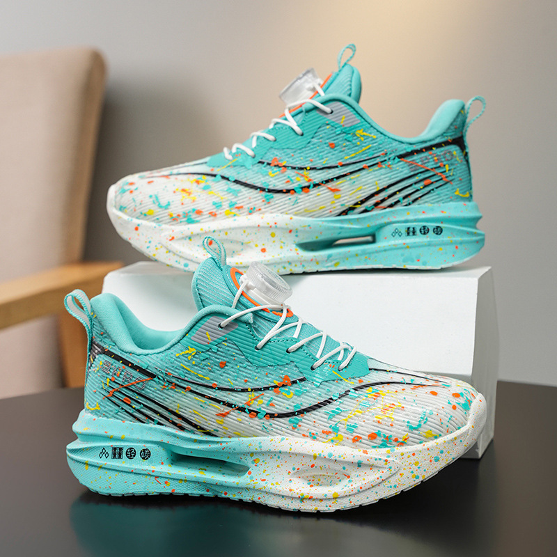 Niños 2025 nuevas zapatillas de deporte coloridas transpirables al aire libre zapatillas de deporte de hebilla giratoria zapatillas de carreras de luz nocturna juvenil