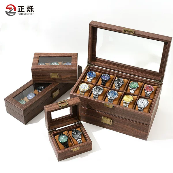 in stock wholesale 2 3 6 10 12 20 watch box wood grain retro wood watch jewelry storage display box