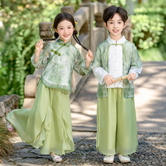 女童秋款新中式套装2025新款秋季男女童悠悠兰草国风演出服批发