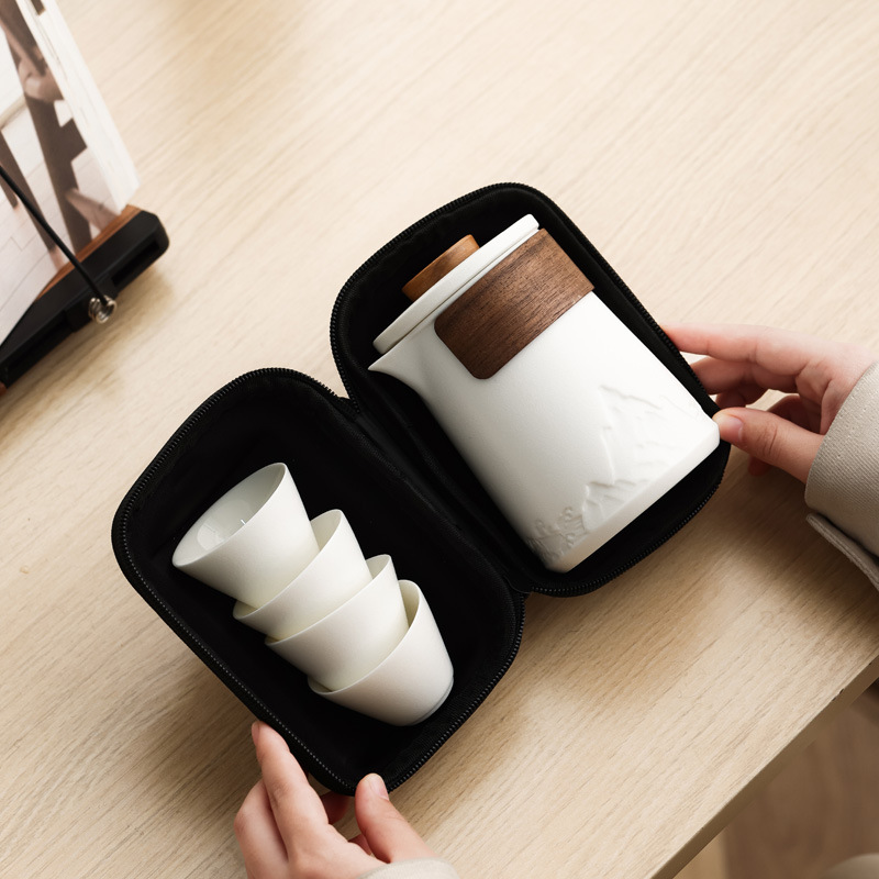 Juego de Té Express de Viaje de Cerámica Portátil para Regalos de Negocios