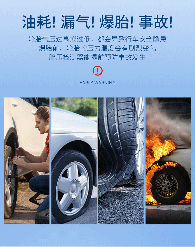 TPMS car tire pressure monitor external sensor solar-powered built-in tire pressure monitoring system tire pressure monitor