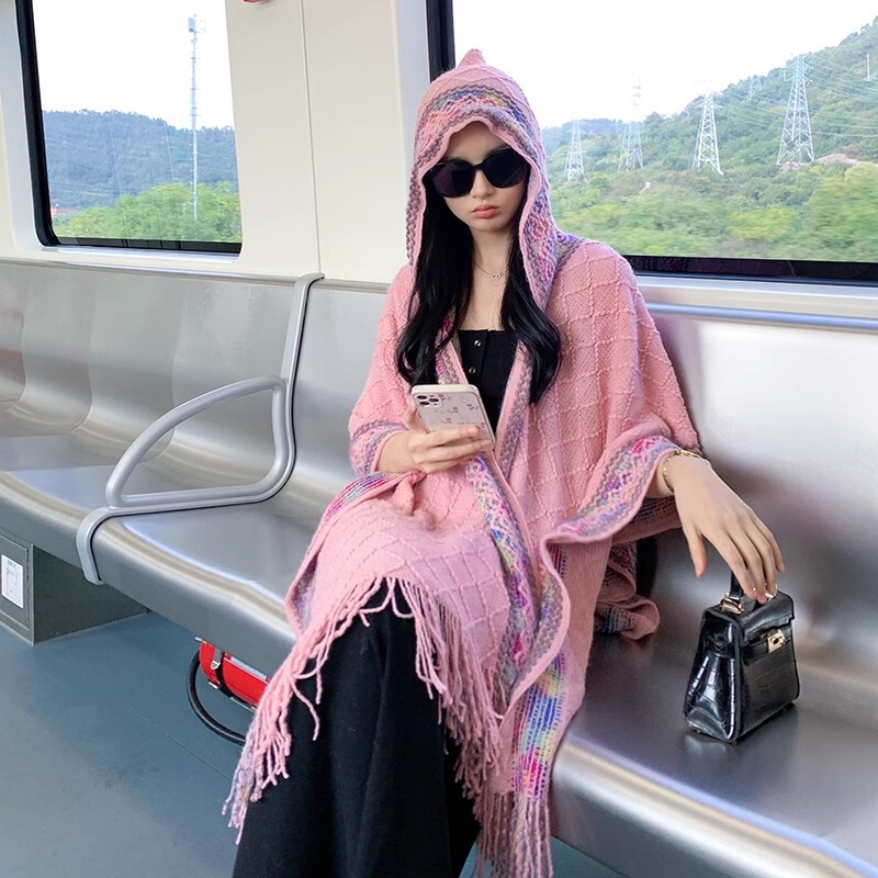 雲南旅行民族風ストール女性春夏マントボヘミアンニット保温両用マフラー|undefined