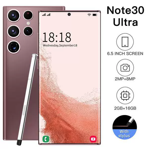 Смартфон Note30Ultra MTK6580P, четырехъядерный, 6,5 дюйма, 2 ГБ + 16 ГБ, Android 8.1