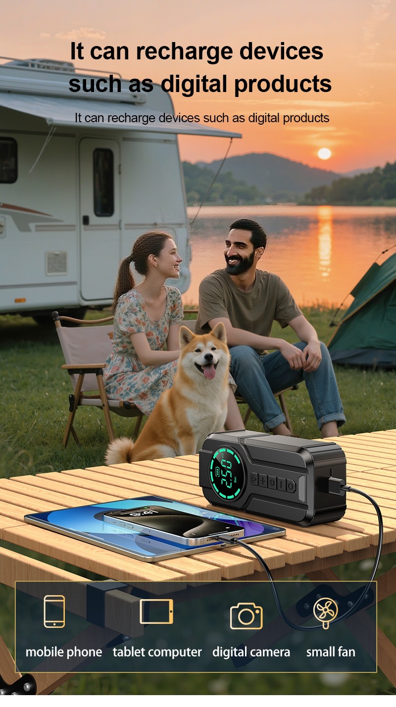 Cross-Border Supply of Car Emergency Starting Power Supply, Dual-Purpose Jump Starter and Air Pump, Portable In-Car Emergency Air Pump