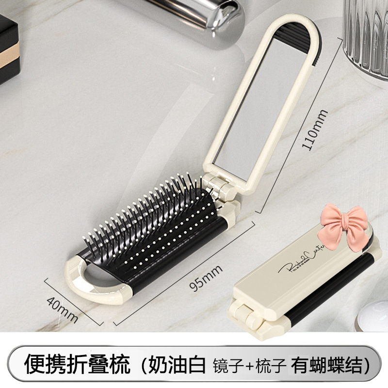 Pequeño peine portátil plegable peine airbag cojín de aire peine de las mujeres especial de masaje de pelo espejo peine integrado