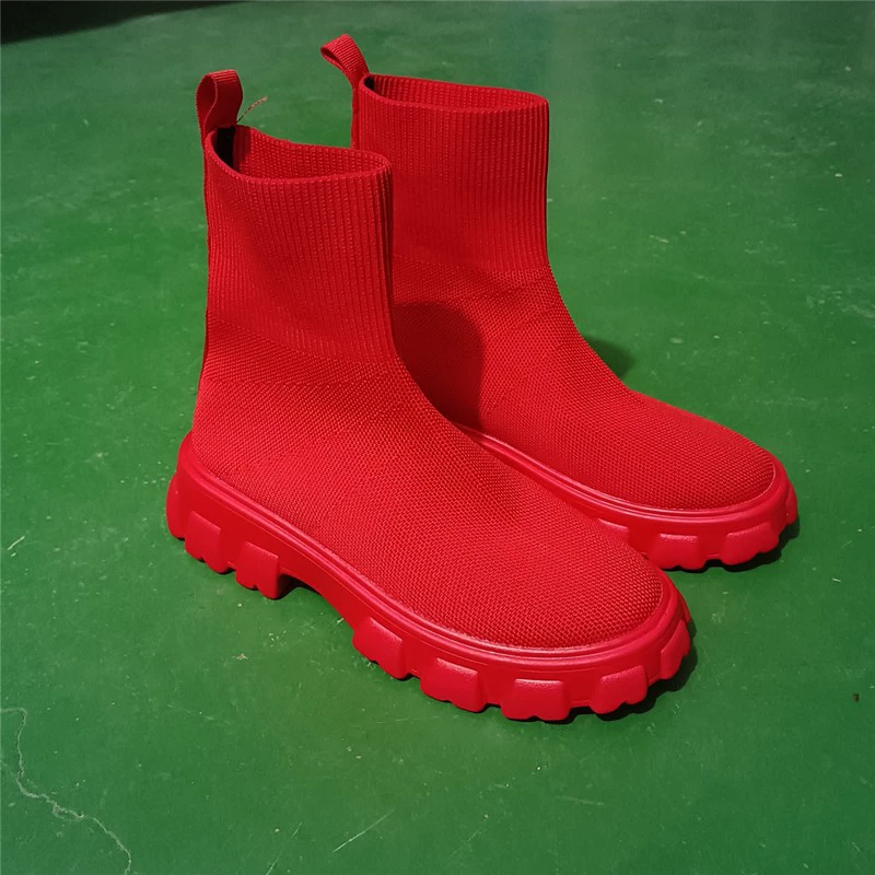 Вязаные демисезонные ботинки (Martens), низкая платформа, размеры EU 35–43