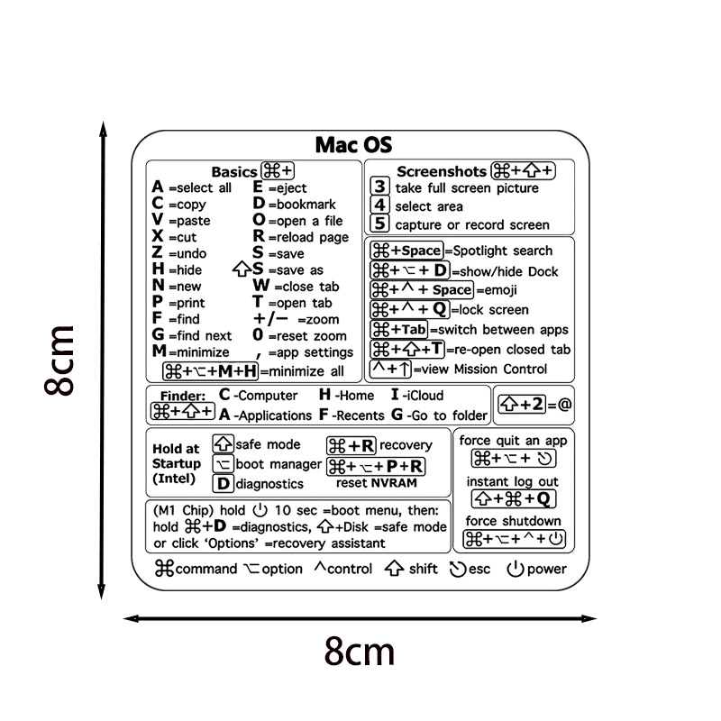 跨境热卖Windows/word快捷键 笔记本电脑办公软件MACBOOK防水贴纸