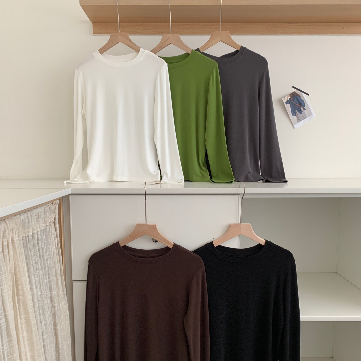 韩国东大门egg鸡蛋家高弹力毛绒纯色打底衫秋冬保暖圆领百搭长袖