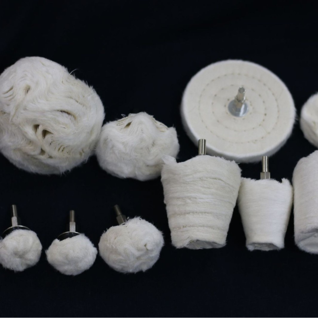 【白布轮】带柄布轮组合套装 不锈钢带杆抛光镜面纯棉白布轮直销