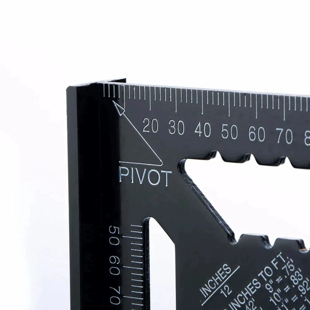 [Cross-border 7-inch/12-inch metric imperial aluminum profile black oxide triangle 90 degrees 45 degrees triangle ruler right angle ruler]