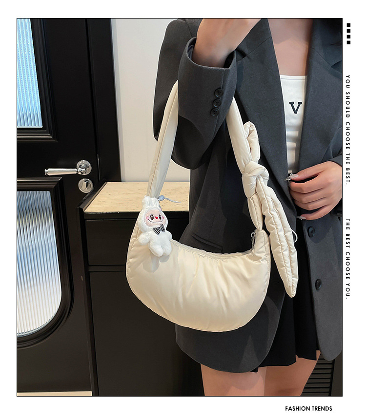 165g Weight Polyester Cotton Lining Material Sewing Thread Fashion Element Zipper Closure Type Single Shoulder Strap Strap Type Crossbody Bag Bags Type Daily, Street Occasion Nylon Material Solid Color Pattern All Seasons Season Women's Gender Basic, Classic Style Style Dumpling Shape Shape Medium Size Women's Medium Nylon Solid Color Basic Classic Style Sewing Thread Dumpling Shape Zipper Crossbody Bag 无