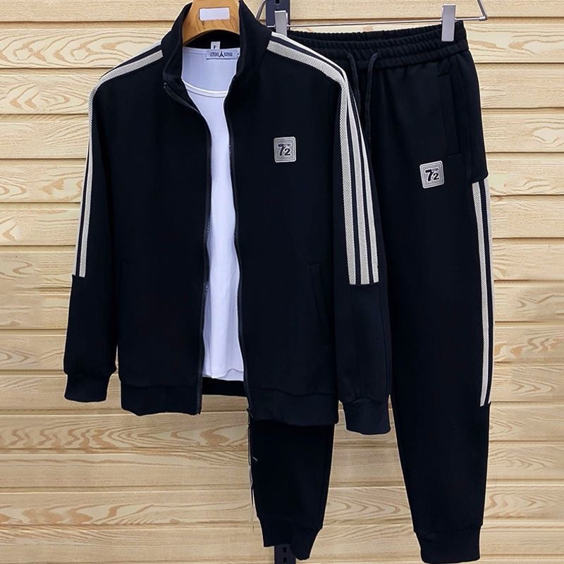 Cross-border 2026 Spring/Autumn Men's Casual Sports Suit Jacket with Jogger Pants, Stand Collar Long-Sleeved Pants Sports Suit One