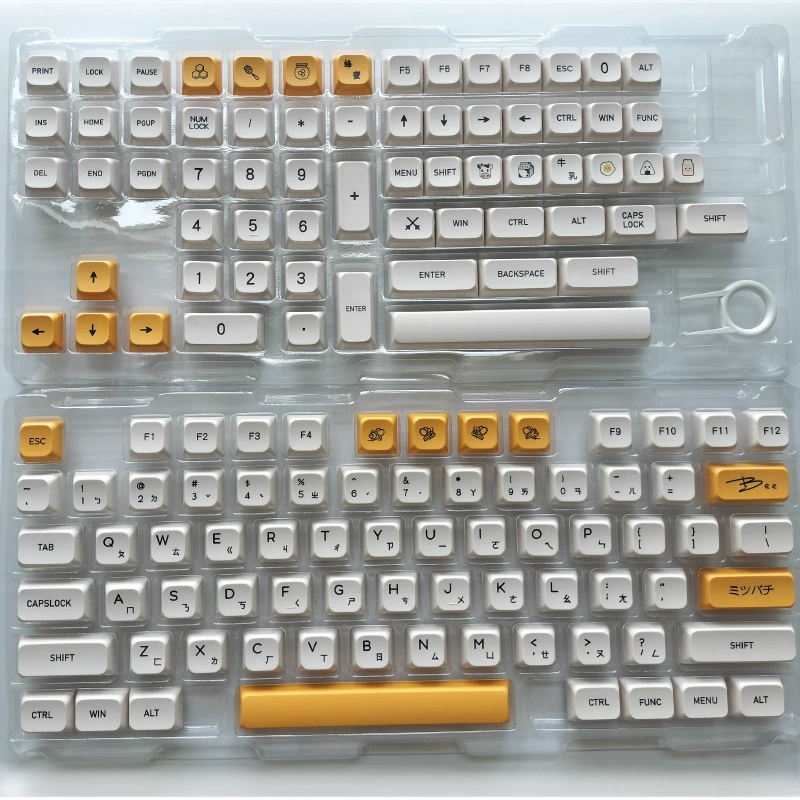 180‑ключевой набор клавиш PBT для сублимации, профиль XDA, цвета Honey Milk, многоязычные надписи