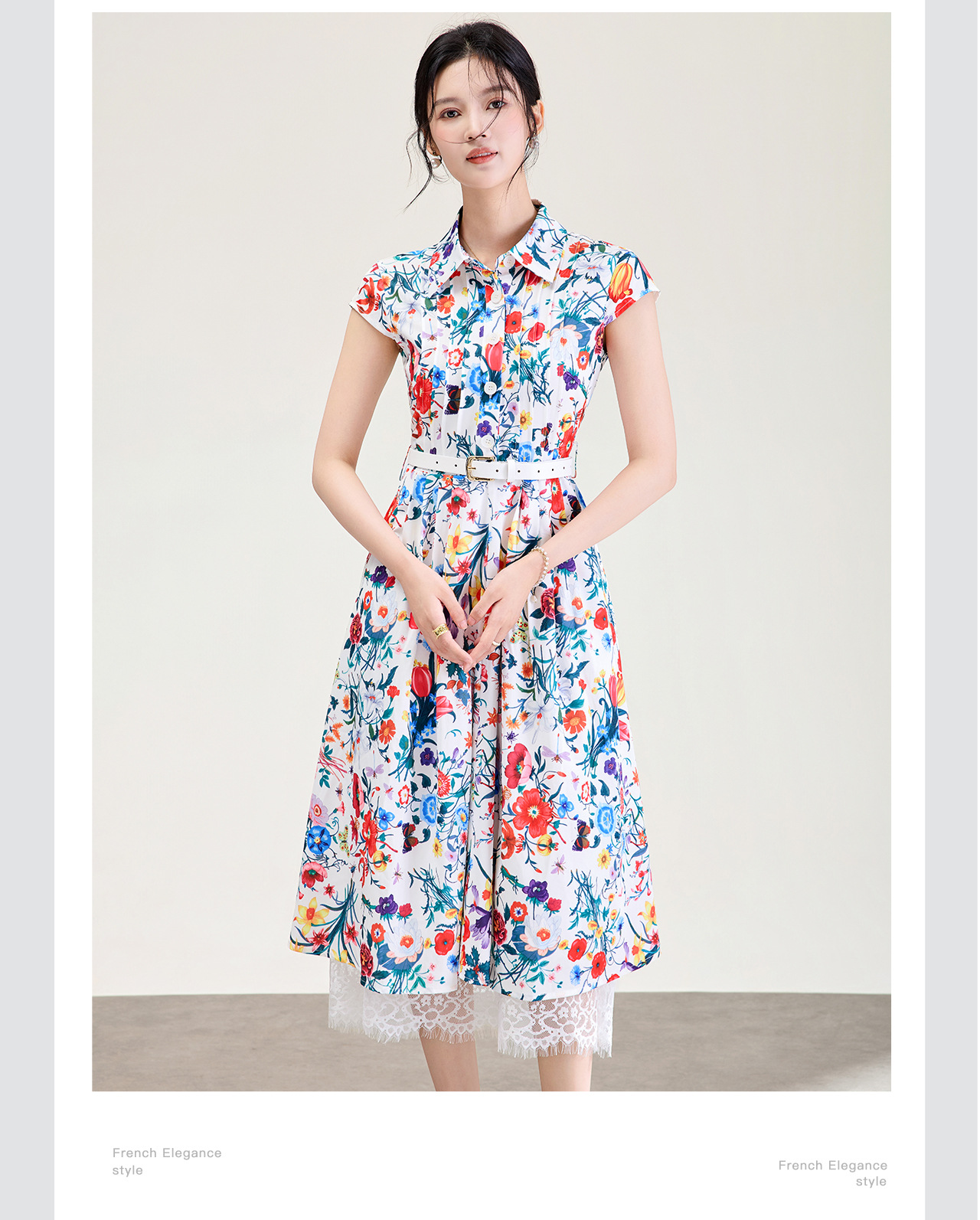 Đầm maxi nữ thắt eo in họa tiết hoa tay không tay — màu sắc chi tiết 8