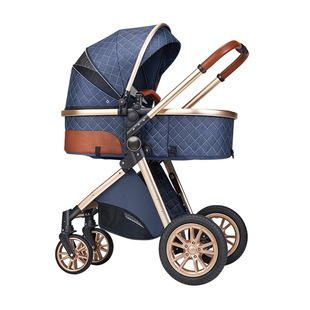 Baby Stroller Can Sit and Lie Down, Lightweight Two-Way High-View Folding Shock Absorber with Safety Basket Three-In-One