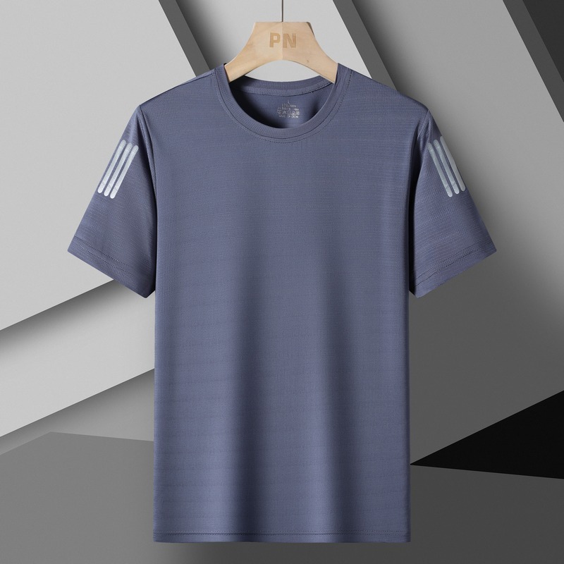 Ropa de secado rápido para hombres de manga corta de seda de hielo de verano extra grande, deportes y ocio, ropa de secado rápido para exteriores de gran tamaño transpirable, media manga para hombres image 3