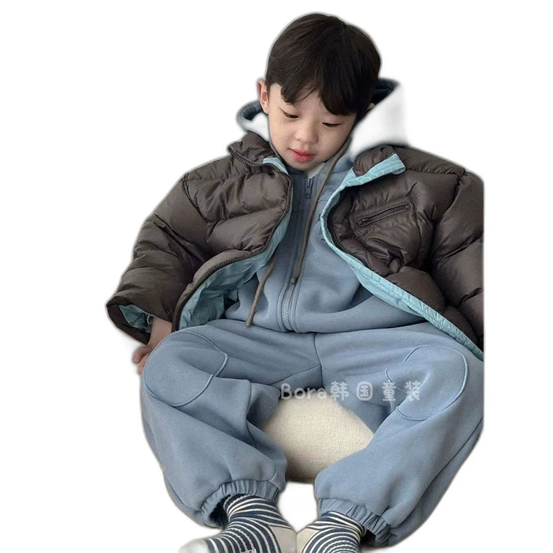 Children's winter light and thin keep warm velvet down jacket for boys, duck down