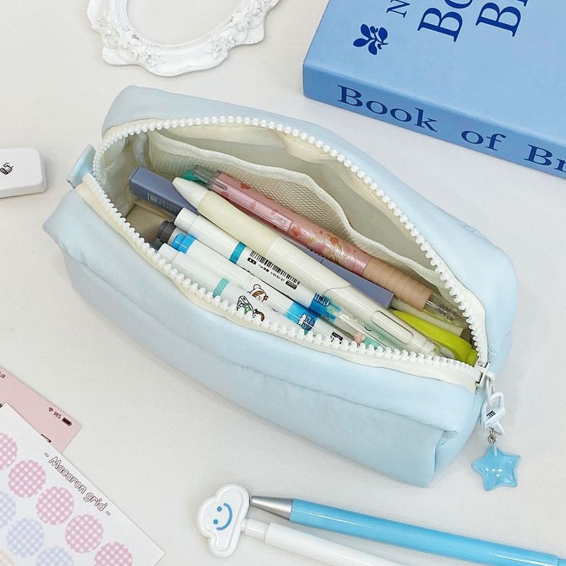 原创奶油墩墩方形笔袋狗狗布贴少女心隔层铅笔中性笔收纳袋文具袋|undefined