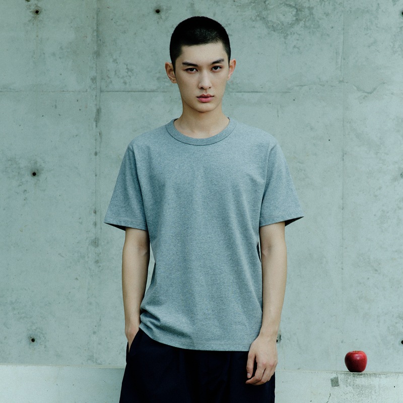 300gコットンTシャツ、白、半袖、丸首、秋冬、メンズ、トップス、ベースレイヤー、純綿、トレンドブランド、日本風、レトロ