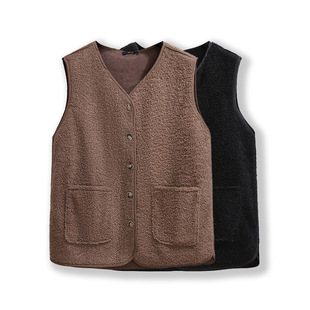 130-320 Plus Size Women's Small Fragrant Vest 2025 Winter New Style Slightly Fat Sister V-Neck Vest Imitation Lamb Wool