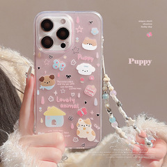 Ins漫画落書き子犬猫適用リンゴ15pro max携帯ケースiphone14鎖11ソフト16