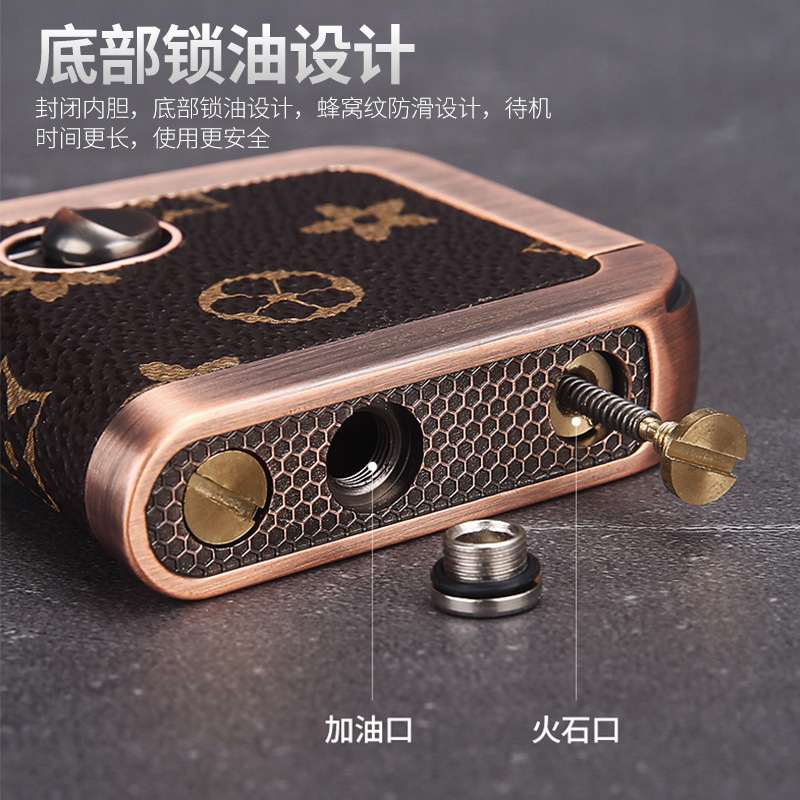 百诚煤油打火机耐用老式皮质复古创意个性潮流精美礼物送男友烟具|undefined