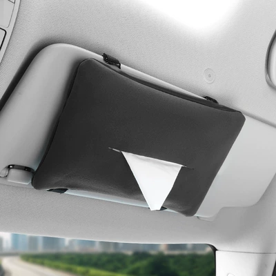 Car Paper Box Creative Car Paper Box Napkin Paper Box Car Hanging Sun Visor Armrest Box Tissue Box for Women (Car tissue box/set) - black