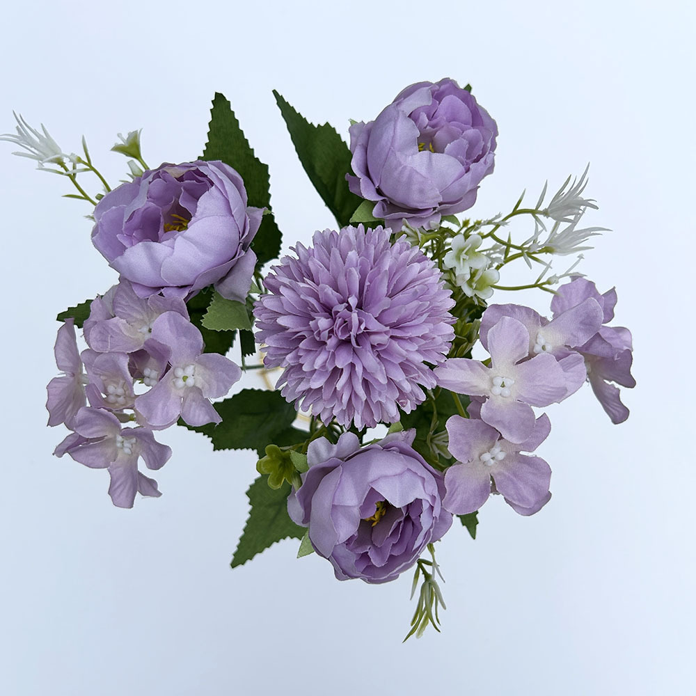 Artificial Flower Bouquet Nordic Rose Peony Hydrangea Wedding_voghion.com