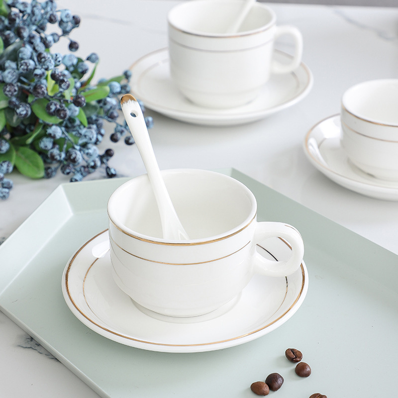 ヨーロッパ式陶磁器コーヒーカップセット小豪華金辺陶磁器ミルクティーカップホテルのアメリカ式コーヒーカップロゴ|undefined