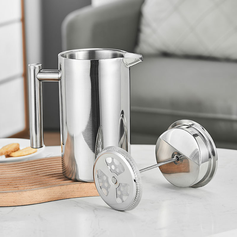304 Double Layer Stainless Steel French Press Pot French Hand Coffee Pot Multifunctional Tea Pot Tea Pot Household Filter 304 Double Layer Stainless Steel French Press Pot French Hand Coffee Pot Multifunctional Tea Pot Tea Pot Household Filter