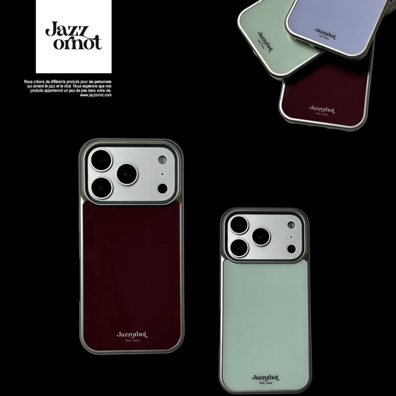 [Order] Jazzornot Korean Purchasing Agent French Retro Solid Color Silver-Edged Acrylic Full-Cover Phone Case