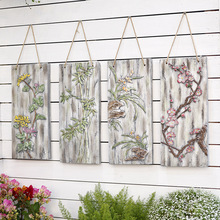 庭院壁挂装饰仿木板玄关中式挂件创意户外花园民宿墙面上阳台布置