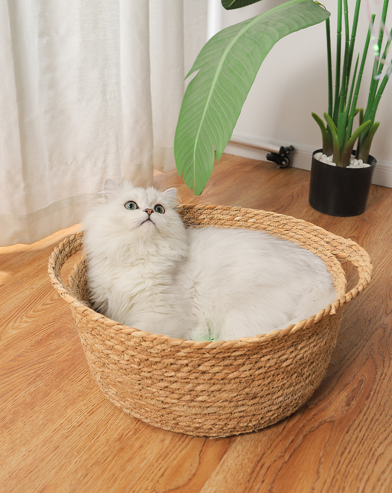 Panier chat en rotin couchage pour animaux toutes saisons_voghion.com