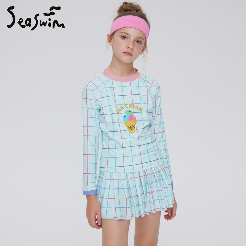 Girls' Swimsuit 2025 New Style for Older Children, Sun-Protective, Quick-Dry, Conservative Two-Piece Skirt-Style Children's Swimwear Wholesale