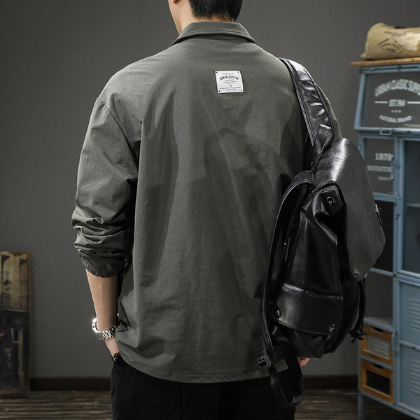 Autumn retro travel shirt with zipper