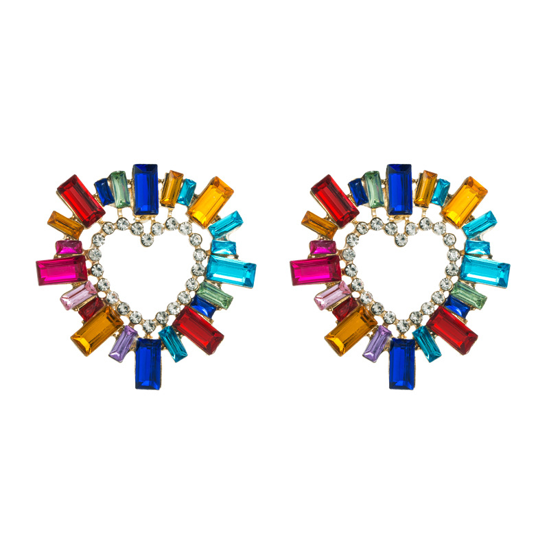 20g Weight Electroplating Gold Plating Process Alloy Ear Needle Material Rhinestones Inlay Material Earrings Classification 1 Pair Quantity Holiday Occasion Alloy Material Geometric Pattern Women'S Gender Fashion Style Fashion Geometric Alloy Rhinestones Women's Earrings 1 Pair 10