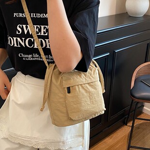 Cross-border Pleated Simple Shoulder Bag Korean Vintage Fashion All-match Handbag Daily Commuter Crossbody Bag Women's Bag